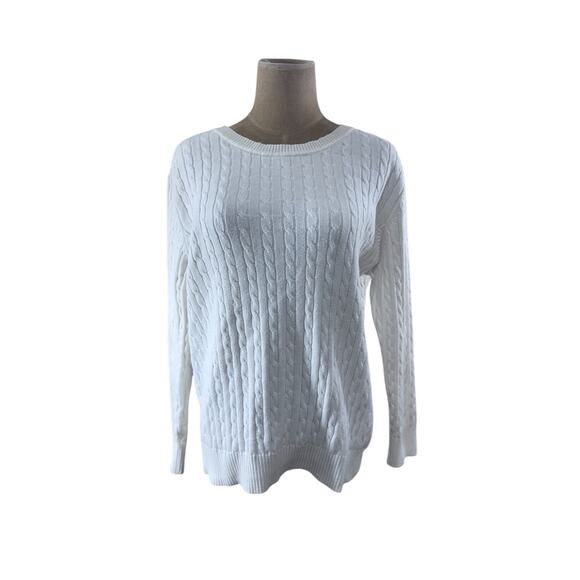 White Cable Knit Sweater, No Brand Tag, Size XL, Washed & Air Dried,Quiet Luxury - Picture 1 of 11